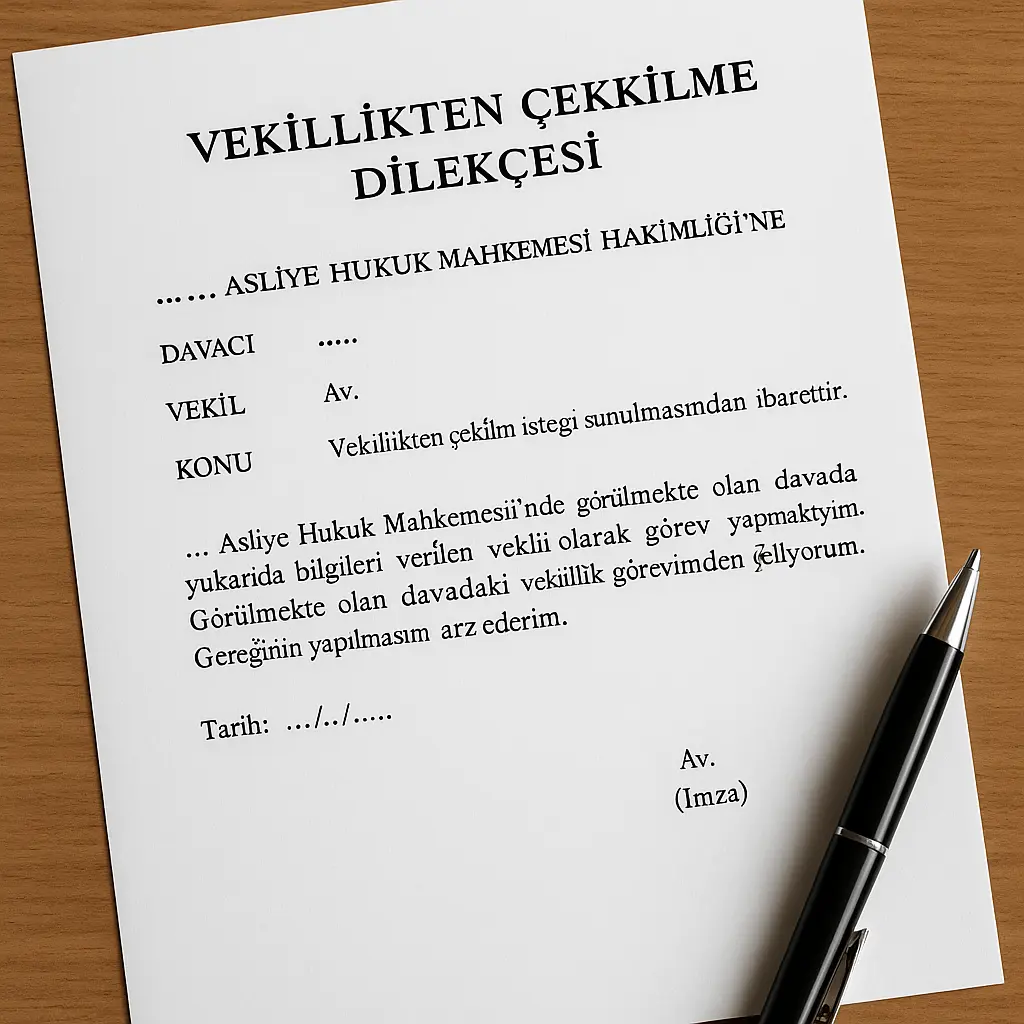 Vekillikten Çekilme Dilekçesi Örneği