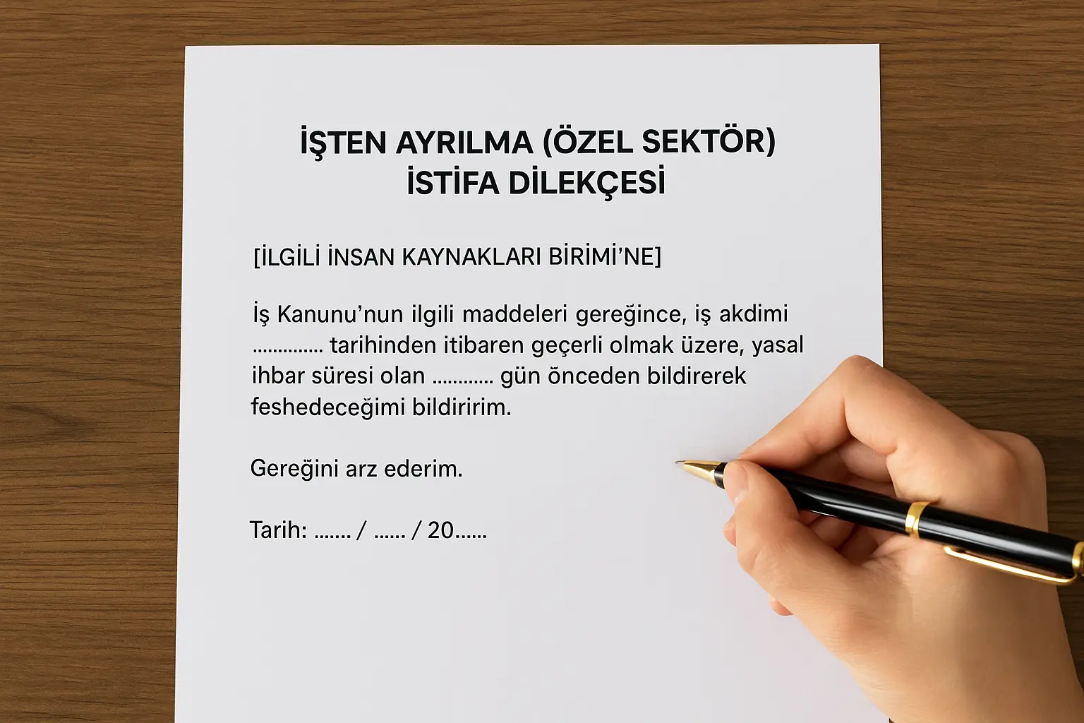 ihbar süreli istifa dilekçesi